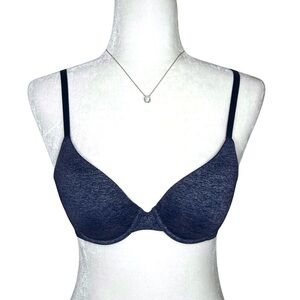 Victoria’s Secret Bra Uplift Semi Demi Multiway Push Up Heather Navy Blue 34B